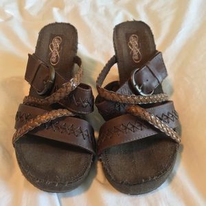 Skechers Brown Leather Wedges